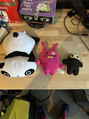 Lot of 3 Plush Toys – Panda Pillow, Uglydoll Pink Plush, Ninja Plush