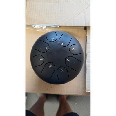 8 Note Steel Tongue Drum Matte Black Percussion Instrument for Meditation Yoga - Thumbnail 3