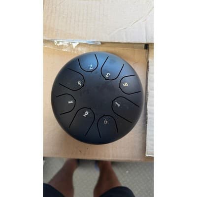 8 Note Steel Tongue Drum Matte Black Percussion Instrument for Meditation Yoga - Thumbnail 6