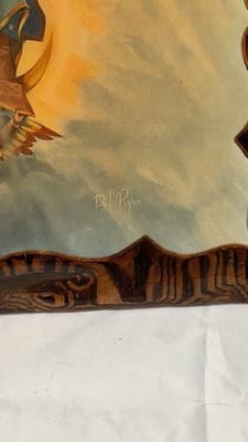 Vintage Our Lady of Guadalupe Wood Plaque Signed Del Ryan 18” x 14” - Thumbnail 4
