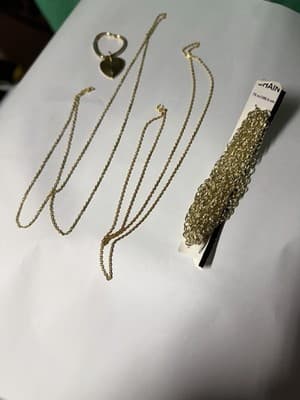 Vintage Gold Tone Chain Lot Necklace Bracelet Keychain Heart Pendant Mixed
