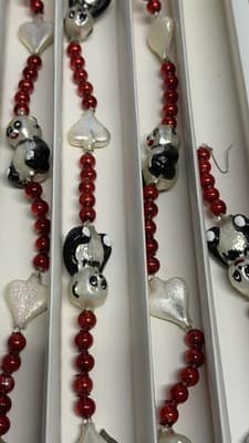 Christopher Radko Panda Glass Garland Ornament Red Beads Boxed - Thumbnail 7