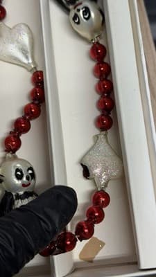 Christopher Radko Panda Glass Garland Ornament Red Beads Boxed - Thumbnail 11
