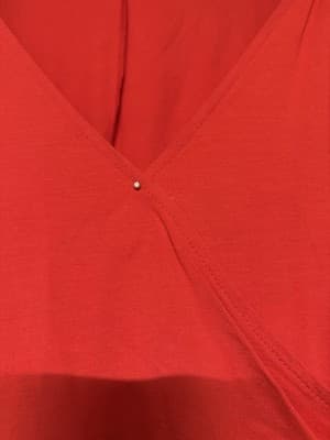 Adrie Red Sleeveless Wrap Dress Size L Rayon Spandex Ruched Side - Thumbnail 4