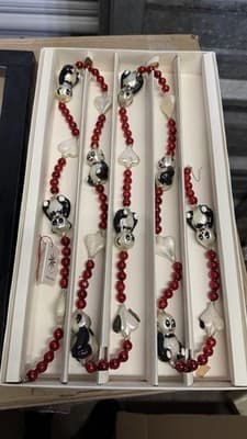 Christopher Radko Panda Glass Garland Ornament Red Beads Boxed - Thumbnail 2