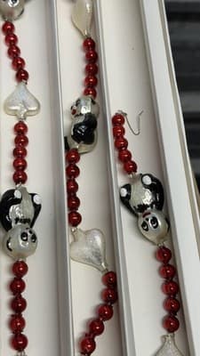 Christopher Radko Panda Glass Garland Ornament Red Beads Boxed - Thumbnail 10