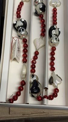 Christopher Radko Panda Glass Garland Ornament Red Beads Boxed - Thumbnail 5