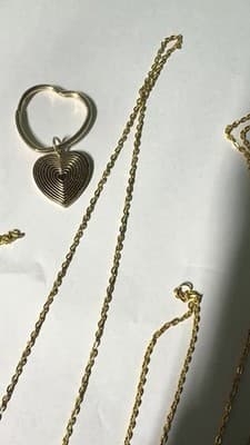 Vintage Gold Tone Chain Lot Necklace Bracelet Keychain Heart Pendant Mixed - Thumbnail 3