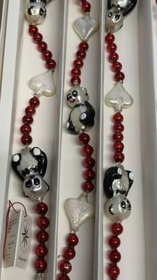 Christopher Radko Panda Glass Garland Ornament Red Beads Boxed - Thumbnail 4