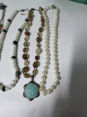 Vintage Beaded Necklace Lot Faux Pearls Glass Beads Pendant Mixed Styles