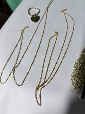 Vintage Gold Tone Chain Lot Necklace Bracelet Keychain Heart Pendant Mixed - Thumbnail 2