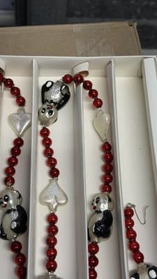 Christopher Radko Panda Glass Garland Ornament Red Beads Boxed - Thumbnail 8