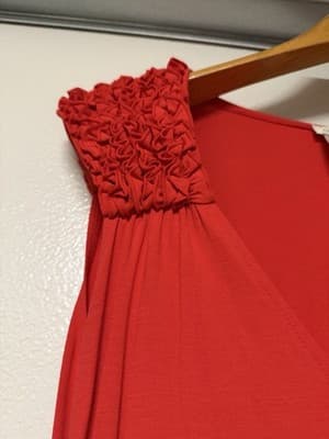 Adrie Red Sleeveless Wrap Dress Size L Rayon Spandex Ruched Side - Thumbnail 5
