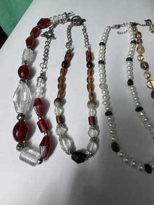 Vintage Beaded Necklace Lot Faux Pearls Glass Beads Pendant Mixed Styles - Thumbnail 2