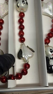 Christopher Radko Panda Glass Garland Ornament Red Beads Boxed - Thumbnail 6