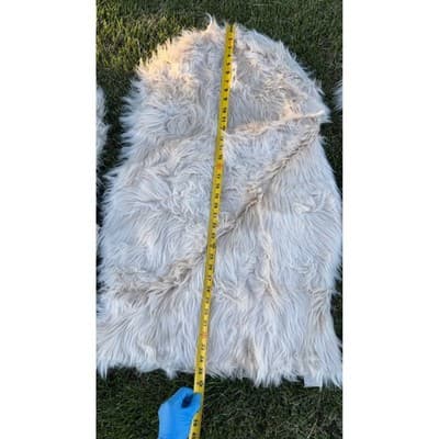 Set of 4 Faux Sheepskin Rugs Cream Shaggy Plush Accent Floor Mats 23x36 - Thumbnail 7