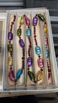 Christopher Radko Glass Car Garland Czech Republic w/ Original Box - Thumbnail 3