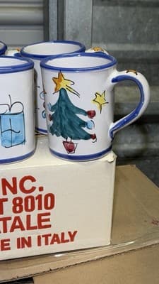 Vietri Natale Christmas Mug Set 6 Pc Hand Painted Italy Boxed - Thumbnail 5