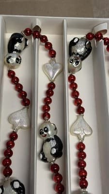 Christopher Radko Panda Glass Garland Ornament Red Beads Boxed - Thumbnail 3