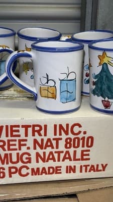 Vietri Natale Christmas Mug Set 6 Pc Hand Painted Italy Boxed - Thumbnail 4