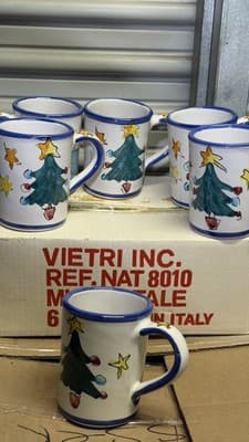 Vietri Natale Christmas Mug Set 6 Pc Hand Painted Italy Boxed - Thumbnail 13