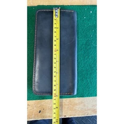 Cowather Handmade Genuine Leather Long Bifold Wallet Navy Blue Slim Tall Wallet - Thumbnail 7