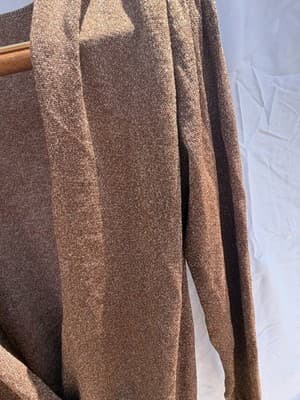 Superdown XS Brown Shimmer Deep V Mini Dress Metallic Long Sleeve Bodycon - Thumbnail 4