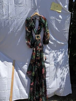 PatBO Oasis Tropical Cutout Maxi Dress Black Floral Long Sleeve Size S - Thumbnail 6