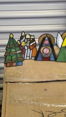 Set of 6 Stained Glass Christmas Nativity Tealight Candle Holders - Thumbnail 3