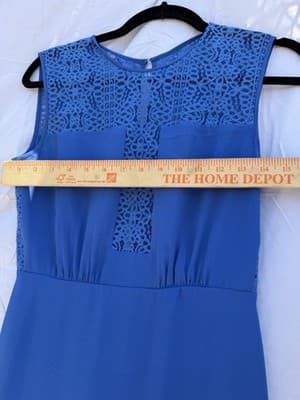 BCBGMAXAZRIA Blue Lace Overlay Sleeveless Fit Flare Dress XXS Mini - Thumbnail 3