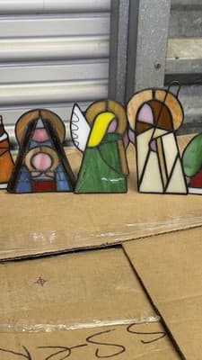 Set of 6 Stained Glass Christmas Nativity Tealight Candle Holders - Thumbnail 4