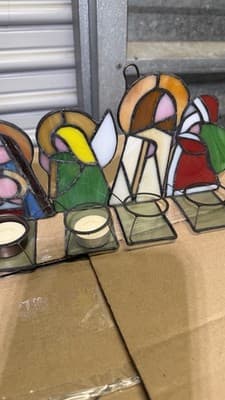 Set of 6 Stained Glass Christmas Nativity Tealight Candle Holders - Thumbnail 7
