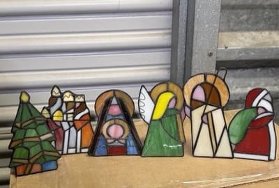 Set of 6 Stained Glass Christmas Nativity Tealight Candle Holders - Thumbnail 2