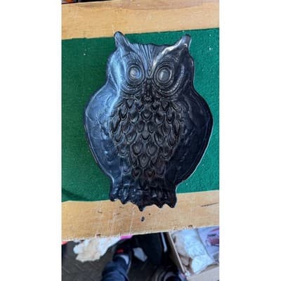 Vintage Black Iridescent Owl Trinket Dish Ceramic Catch All Tray Jewelry Bowl - Thumbnail 2