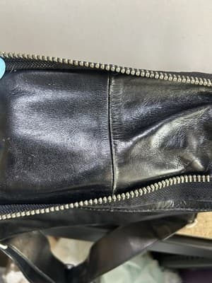 DKNY Black Leather Shoulder Bag Pleated Front Zip Pocket - Thumbnail 4