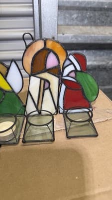 Set of 6 Stained Glass Christmas Nativity Tealight Candle Holders - Thumbnail 8