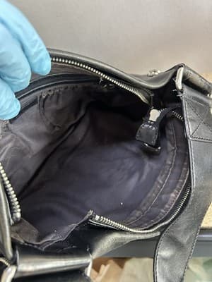 DKNY Black Leather Shoulder Bag Pleated Front Zip Pocket - Thumbnail 7