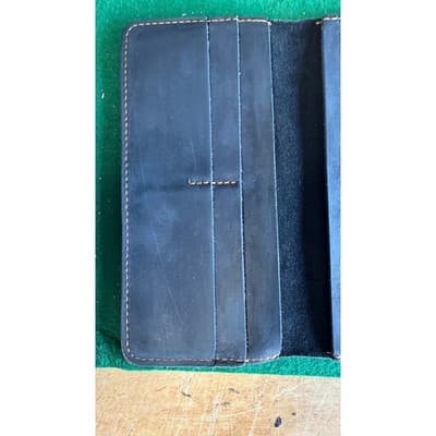 Cowather Handmade Genuine Leather Long Bifold Wallet Navy Blue Slim Tall Wallet - Thumbnail 4