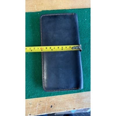 Cowather Handmade Genuine Leather Long Bifold Wallet Navy Blue Slim Tall Wallet - Thumbnail 6