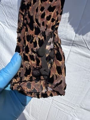 Camila Coelho Leopard Velvet Crop Top XS Puff Sleeve Animal Print Blouse - Thumbnail 6