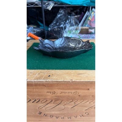 Vintage Black Iridescent Owl Trinket Dish Ceramic Catch All Tray Jewelry Bowl - Thumbnail 6
