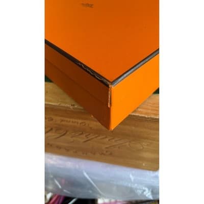 Hermes Paris Orange Signature Storage Box Empty Luxury Gift Box 13.5x9.5x3.5 - Thumbnail 4