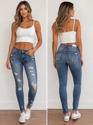 Kancan Los Angeles Distressed Skinny Jeans Women’s Size 3 Blue Stretch Denim