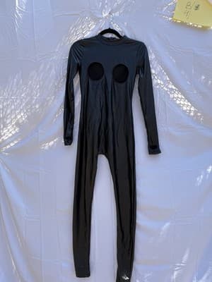 Trickz N’ Treatz Black Faux Leather Catsuit Bodysuit Costume XS Goth