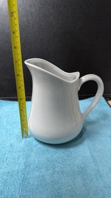 Porcelana Veracruz White Ceramic Pitcher 7.5” Brazil Vintage Kitchen Decor - Thumbnail 10