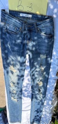 Kancan Los Angeles Distressed Skinny Jeans Women’s Size 3 Blue Stretch Denim - Thumbnail 2
