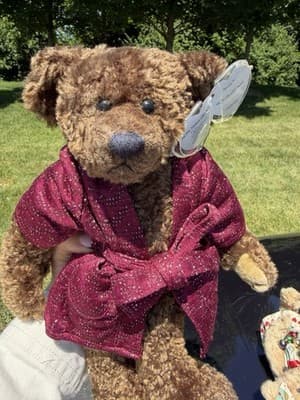 Ty Attic Treasures Collection “Tyrone” Teddy Bear Plush Burgundy Robe 11”