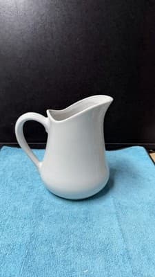 Porcelana Veracruz White Ceramic Pitcher 7.5” Brazil Vintage Kitchen Decor - Thumbnail 4