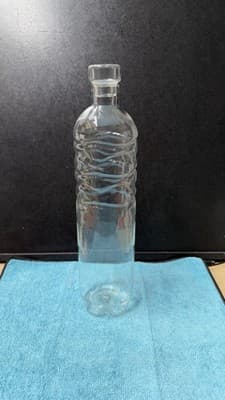 Vintage Clear Glass Bottle with Stopper – 13.5” Tall