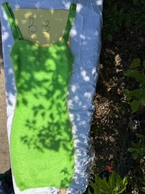 Fabletics Neon Green Fuzzy Soft Stretch Bodycon Spaghetti Strap - Thumbnail 2
